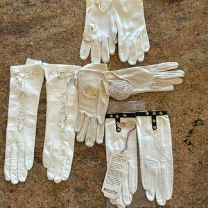4 pair of Vintage White & Cream Gloves, Capretto , Cresendoe, Grandoe sz 6 1/2